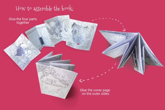 Alice in wonderland themed pop up coloring book, kids activity book