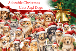 A collection of 25 PNG Files featuring lovable Christmas Pets illustrations.