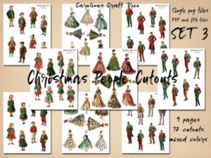 Christmas people set 3 cutouts for junk journals, instant download, ephemera, journaling, scrapbooking, printable, embellishment, crafts,
